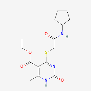 molecular formula C15H21N3O4S B2612790 ethyl 4-[2-(cyclopentylamino)-2-oxoethyl]sulfanyl-6-methyl-2-oxo-1H-pyrimidine-5-carboxylate CAS No. 899957-12-1
