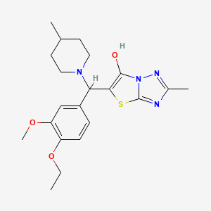 molecular formula C21H28N4O3S B2612791 5-((4-乙氧基-3-甲氧基苯基)(4-甲基哌啶-1-基)甲基)-2-甲基噻唑并[3,2-b][1,2,4]三唑-6-醇 CAS No. 869342-96-1