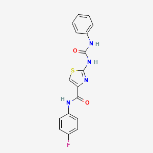 molecular formula C17H13FN4O2S B2612797 N-(4-fluorophenyl)-2-(3-phenylureido)thiazole-4-carboxamide CAS No. 941988-52-9