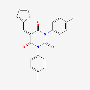 molecular formula C23H18N2O3S B2612799 1,3-Bis(4-methylphenyl)-5-(thiophen-2-ylmethylidene)-1,3-diazinane-2,4,6-trione CAS No. 1023528-62-2