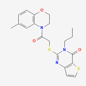 molecular formula C20H21N3O3S2 B2612804 2-{[2-(6-甲基-2,3-二氢-4H-1,4-苯并恶嗪-4-基)-2-氧代乙基]硫代}-3-丙基噻吩并[3,2-d]嘧啶-4(3H)-酮 CAS No. 1252822-51-7