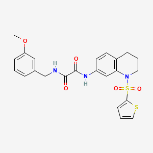 molecular formula C23H23N3O5S2 B2612806 N1-(3-methoxybenzyl)-N2-(1-(thiophen-2-ylsulfonyl)-1,2,3,4-tetrahydroquinolin-7-yl)oxalamide CAS No. 898448-30-1