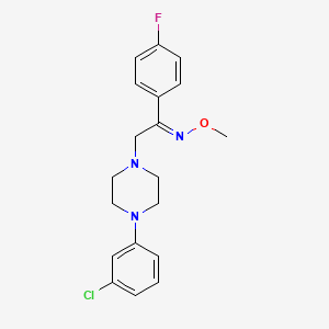 molecular formula C19H21ClFN3O B2612834 2-[4-(3-氯苯基)哌嗪]-1-(4-氟苯基)-1-乙酮 O-甲基肟 CAS No. 672951-78-9