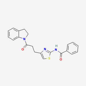 molecular formula C21H19N3O2S B2612836 N-(4-(3-(indolin-1-yl)-3-oxopropyl)thiazol-2-yl)benzamide CAS No. 1049353-72-1