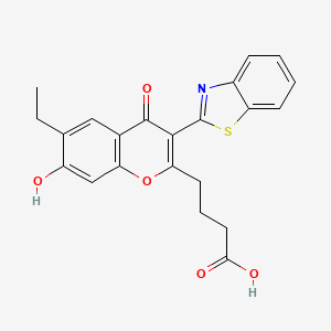 molecular formula C22H19NO5S B2612838 4-[3-(1,3-苯并噻唑-2-基)-6-乙基-7-羟基-4-氧代-4H-色烯-2-基]丁酸 CAS No. 879922-49-3