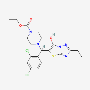 molecular formula C20H23Cl2N5O3S B2612843 Ethyl 4-((2,4-dichlorophenyl)(2-ethyl-6-hydroxythiazolo[3,2-b][1,2,4]triazol-5-yl)methyl)piperazine-1-carboxylate CAS No. 886913-51-5