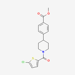 molecular formula C18H18ClNO3S B2612850 Methyl 4-(1-(5-chlorothiophene-2-carbonyl)piperidin-4-yl)benzoate CAS No. 1421478-21-8