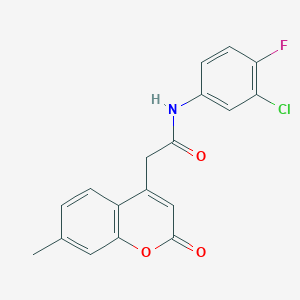 molecular formula C18H13ClFNO3 B2612851 N-(3-chloro-4-fluorophenyl)-2-(7-methyl-2-oxo-2H-chromen-4-yl)acetamide CAS No. 919760-07-9