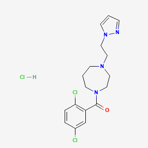 molecular formula C17H21Cl3N4O B2612853 (4-(2-(1H-pyrazol-1-yl)ethyl)-1,4-diazepan-1-yl)(2,5-dichlorophenyl)methanone hydrochloride CAS No. 1396636-59-1