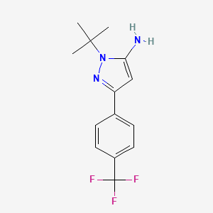 molecular formula C14H16F3N3 B2612858 2-叔丁基-5-[4-(三氟甲基)苯基]吡唑-3-胺 CAS No. 847774-89-4