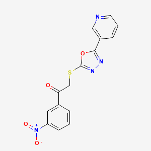 molecular formula C15H10N4O4S B2612865 1-(3-硝基苯基)-2-((5-(吡啶-3-基)-1,3,4-恶二唑-2-基)硫代)乙酮 CAS No. 441289-30-1