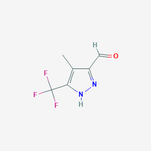 molecular formula C6H5F3N2O B2612881 4-甲基-3-(三氟甲基)-1H-吡唑-5-甲醛 CAS No. 1284219-94-8