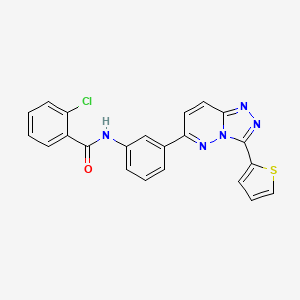 molecular formula C22H14ClN5OS B2612883 2-chloro-N-(3-(3-(thiophen-2-yl)-[1,2,4]triazolo[4,3-b]pyridazin-6-yl)phenyl)benzamide CAS No. 891122-29-5