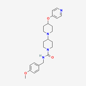 molecular formula C24H32N4O3 B2612885 N-(4-methoxybenzyl)-4-(pyridin-4-yloxy)-[1,4'-bipiperidine]-1'-carboxamide CAS No. 1705857-85-7