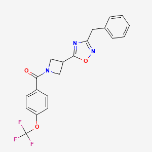 molecular formula C20H16F3N3O3 B2612886 (3-(3-苄基-1,2,4-恶二唑-5-基)氮杂环丁-1-基)(4-(三氟甲氧基)苯基)甲酮 CAS No. 1351614-74-8