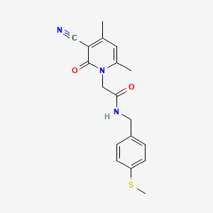 molecular formula C18H19N3O2S B2612889 2-(3-氰基-4,6-二甲基-2-氧代吡啶-1(2H)-基)-N-(4-(甲硫基)苄基)乙酰胺 CAS No. 1032005-00-7