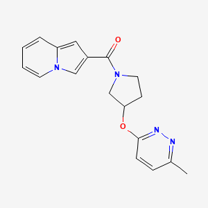 molecular formula C18H18N4O2 B2612894 Indolizin-2-yl(3-((6-methylpyridazin-3-yl)oxy)pyrrolidin-1-yl)methanone CAS No. 2034477-88-6