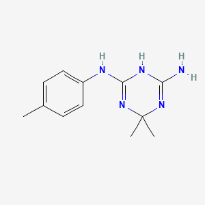molecular formula C12H17N5 B2612897 6,6-dimethyl-4-N-(4-methylphenyl)-1,6-dihydro-1,3,5-triazine-2,4-diamine CAS No. 304693-27-4