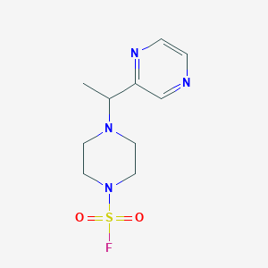 molecular formula C10H15FN4O2S B2612899 4-(1-Pyrazin-2-ylethyl)piperazine-1-sulfonyl fluoride CAS No. 2411296-00-7