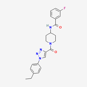 molecular formula C23H24FN5O2 B2612910 N-(1-(1-(4-ethylphenyl)-1H-1,2,3-triazole-4-carbonyl)piperidin-4-yl)-3-fluorobenzamide CAS No. 1251696-55-5