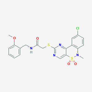 2-((9-chloro-6-methyl-5,5-dioxido-6H-benzo[c]pyrimido[4,5-e][1,2]thiazin-2-yl)thio)-N-(2-methoxybenzyl)acetamide