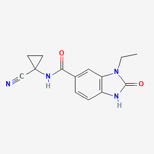molecular formula C14H14N4O2 B2612933 N-(1-Cyanocyclopropyl)-3-ethyl-2-oxo-1H-benzimidazole-5-carboxamide CAS No. 2418674-26-5