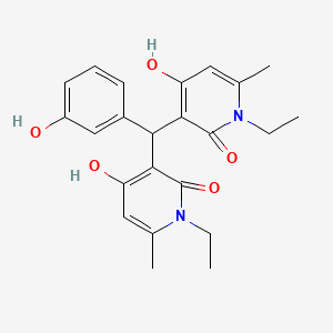 molecular formula C23H26N2O5 B2612946 3,3'-((3-羟基苯基)亚甲基)双(1-乙基-4-羟基-6-甲基吡啶-2(1H)-酮) CAS No. 883088-36-6