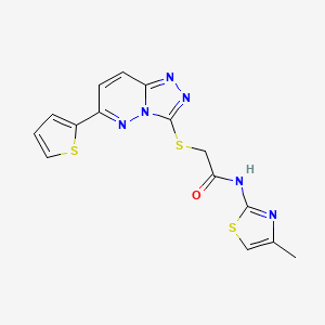 molecular formula C15H12N6OS3 B2612950 N-(4-methylthiazol-2-yl)-2-((6-(thiophen-2-yl)-[1,2,4]triazolo[4,3-b]pyridazin-3-yl)thio)acetamide CAS No. 894050-85-2