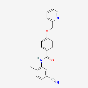 molecular formula C21H17N3O2 B2612955 N-(5-cyano-2-methylphenyl)-4-(pyridin-2-ylmethoxy)benzamide CAS No. 1126369-40-1