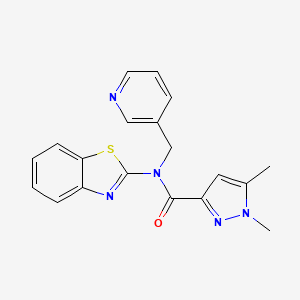 molecular formula C19H17N5OS B2612956 N-(benzo[d]thiazol-2-yl)-1,5-dimethyl-N-(pyridin-3-ylmethyl)-1H-pyrazole-3-carboxamide CAS No. 1013796-71-8