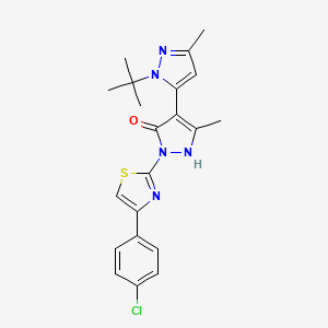 molecular formula C21H22ClN5OS B2612959 1-(4-(4-Chlorophenyl)-2-thiazolyl-1'-tert-butyl-3,3'-dimethyl-5-hydroxy[4,5']-bipyrazol CAS No. 246021-98-7