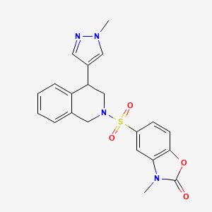 molecular formula C21H20N4O4S B2612967 3-methyl-5-((4-(1-methyl-1H-pyrazol-4-yl)-3,4-dihydroisoquinolin-2(1H)-yl)sulfonyl)benzo[d]oxazol-2(3H)-one CAS No. 2034463-99-3