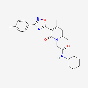 molecular formula C24H28N4O3 B2612971 N-cyclohexyl-2-[4,6-dimethyl-3-[3-(4-methylphenyl)-1,2,4-oxadiazol-5-yl]-2-oxopyridin-1(2H)-yl]acetamide CAS No. 946235-82-1