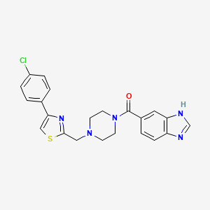 molecular formula C22H20ClN5OS B2612974 (1H-benzo[d]imidazol-5-yl)(4-((4-(4-chlorophenyl)thiazol-2-yl)methyl)piperazin-1-yl)methanone CAS No. 1210203-11-4