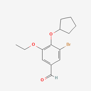 molecular formula C14H17BrO3 B2612977 3-Bromo-4-(cyclopentyloxy)-5-ethoxybenzaldehyde CAS No. 827592-06-3