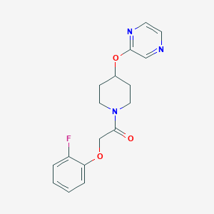 molecular formula C17H18FN3O3 B2612983 2-(2-Fluorophenoxy)-1-(4-(pyrazin-2-yloxy)piperidin-1-yl)ethanone CAS No. 1421513-75-8