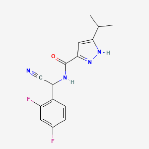 molecular formula C15H14F2N4O B2612987 N-[Cyano-(2,4-difluorophenyl)methyl]-5-propan-2-yl-1H-pyrazole-3-carboxamide CAS No. 1385271-99-7