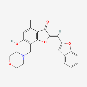 molecular formula C23H21NO5 B2612990 (2Z)-2-(1-benzofuran-2-ylmethylidene)-6-hydroxy-4-methyl-7-(morpholin-4-ylmethyl)-1-benzofuran-3(2H)-one CAS No. 929963-07-5