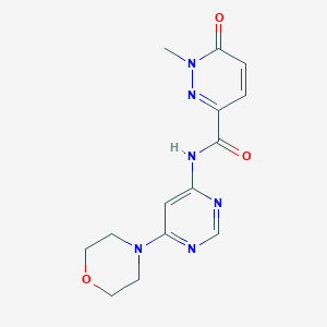 molecular formula C14H16N6O3 B2612995 1-methyl-N-(6-morpholinopyrimidin-4-yl)-6-oxo-1,6-dihydropyridazine-3-carboxamide CAS No. 1396815-69-2