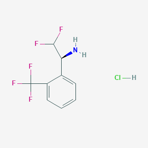 molecular formula C9H9ClF5N B2612998 (1S)-2,2-Difluoro-1-[2-(trifluoromethyl)phenyl]ethanamine;hydrochloride CAS No. 2253619-69-9