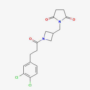molecular formula C17H18Cl2N2O3 B2613005 1-[[1-[3-(3,4-Dichlorophenyl)propanoyl]azetidin-3-yl]methyl]pyrrolidine-2,5-dione CAS No. 2309189-37-3