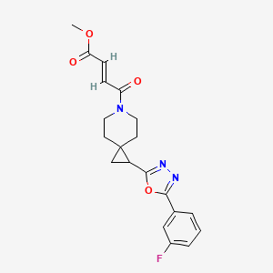 molecular formula C20H20FN3O4 B2613009 Methyl (E)-4-[2-[5-(3-fluorophenyl)-1,3,4-oxadiazol-2-yl]-6-azaspiro[2.5]octan-6-yl]-4-oxobut-2-enoate CAS No. 2411327-25-6