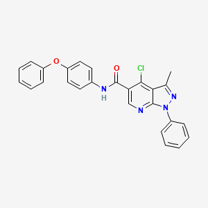 molecular formula C26H19ClN4O2 B2613010 4-chloro-3-methyl-N-(4-phenoxyphenyl)-1-phenyl-1H-pyrazolo[3,4-b]pyridine-5-carboxamide CAS No. 899746-53-3
