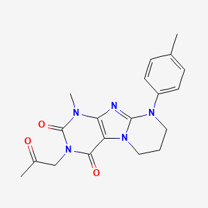 molecular formula C19H21N5O3 B2613012 1-methyl-9-(4-methylphenyl)-3-(2-oxopropyl)-6,7,8,9-tetrahydropyrimido[2,1-f]purine-2,4(1H,3H)-dione CAS No. 844653-77-6