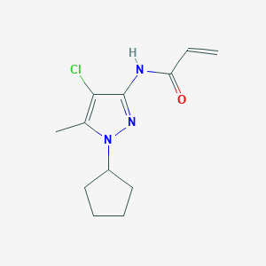 molecular formula C12H16ClN3O B2613017 N-(4-Chloro-1-cyclopentyl-5-methylpyrazol-3-yl)prop-2-enamide CAS No. 2305423-77-0
