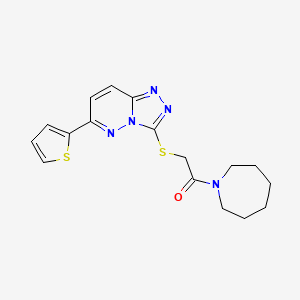 molecular formula C17H19N5OS2 B2613027 1-(Azepan-1-yl)-2-[(6-thiophen-2-yl-[1,2,4]triazolo[4,3-b]pyridazin-3-yl)sulfanyl]ethanone CAS No. 894050-53-4