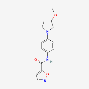 molecular formula C15H17N3O3 B2613032 N-(4-(3-甲氧基吡咯烷-1-基)苯基)异恶唑-5-甲酰胺 CAS No. 1796970-67-6