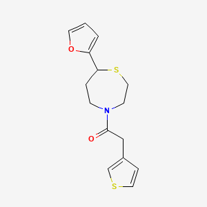 molecular formula C15H17NO2S2 B2613034 1-(7-(Furan-2-yl)-1,4-thiazepan-4-yl)-2-(thiophen-3-yl)ethanone CAS No. 1705931-72-1
