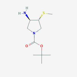 molecular formula C10H20N2O2S B2613037 Tert-butyl (3R,4R)-3-amino-4-methylsulfanylpyrrolidine-1-carboxylate CAS No. 2445750-71-8