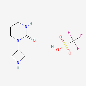 molecular formula C8H14F3N3O4S B2613042 1-(Azetidin-3-yl)-1,3-diazinan-2-one;trifluoromethanesulfonic acid CAS No. 2503204-87-1